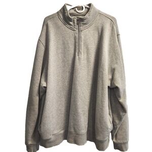 LL Bean Sweatshirt Extra Large XL Gray Quarter Zip Casual Pullover Pockets Heavy